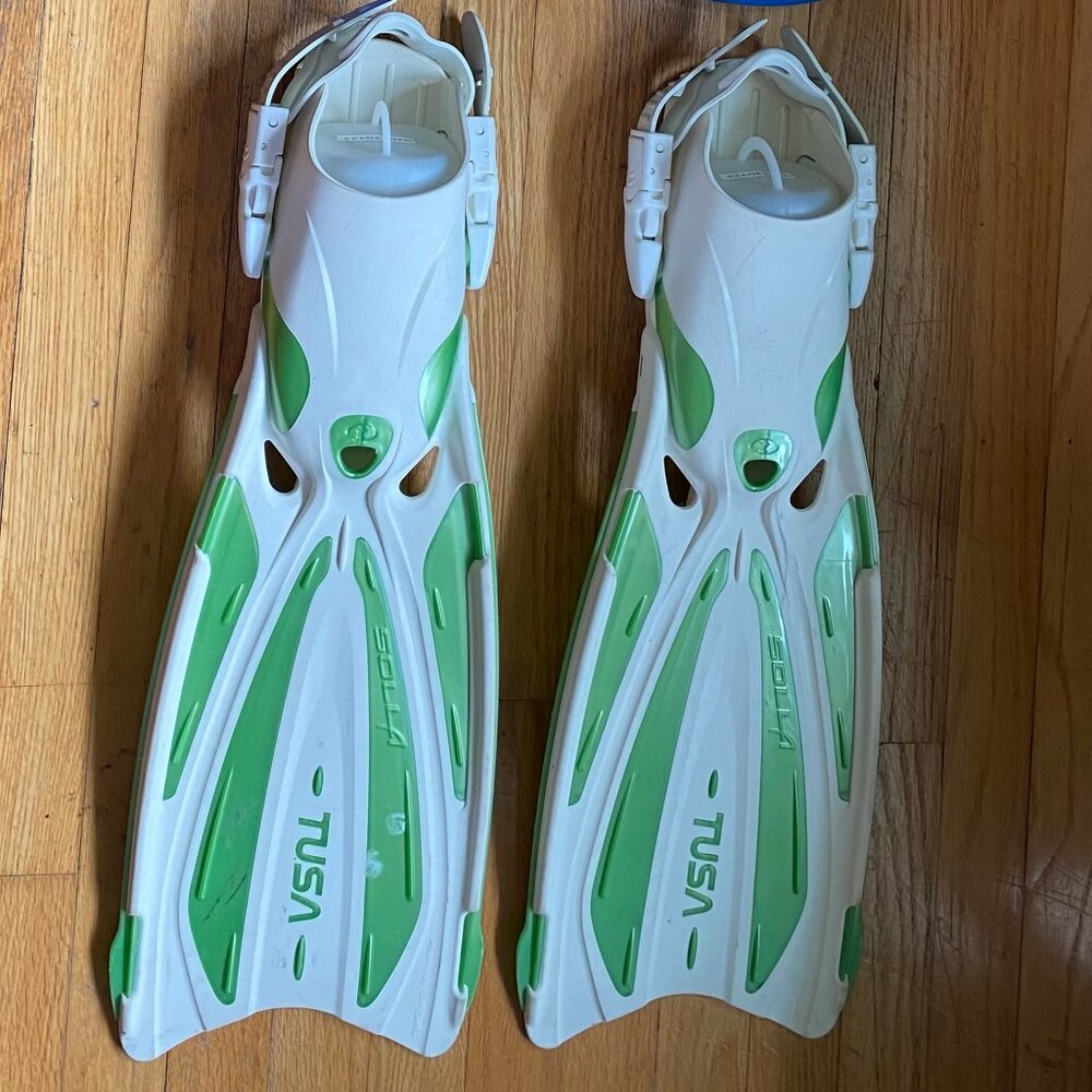 Scuba Diving Fins - Tusa Solla Open Heel Green/White Small